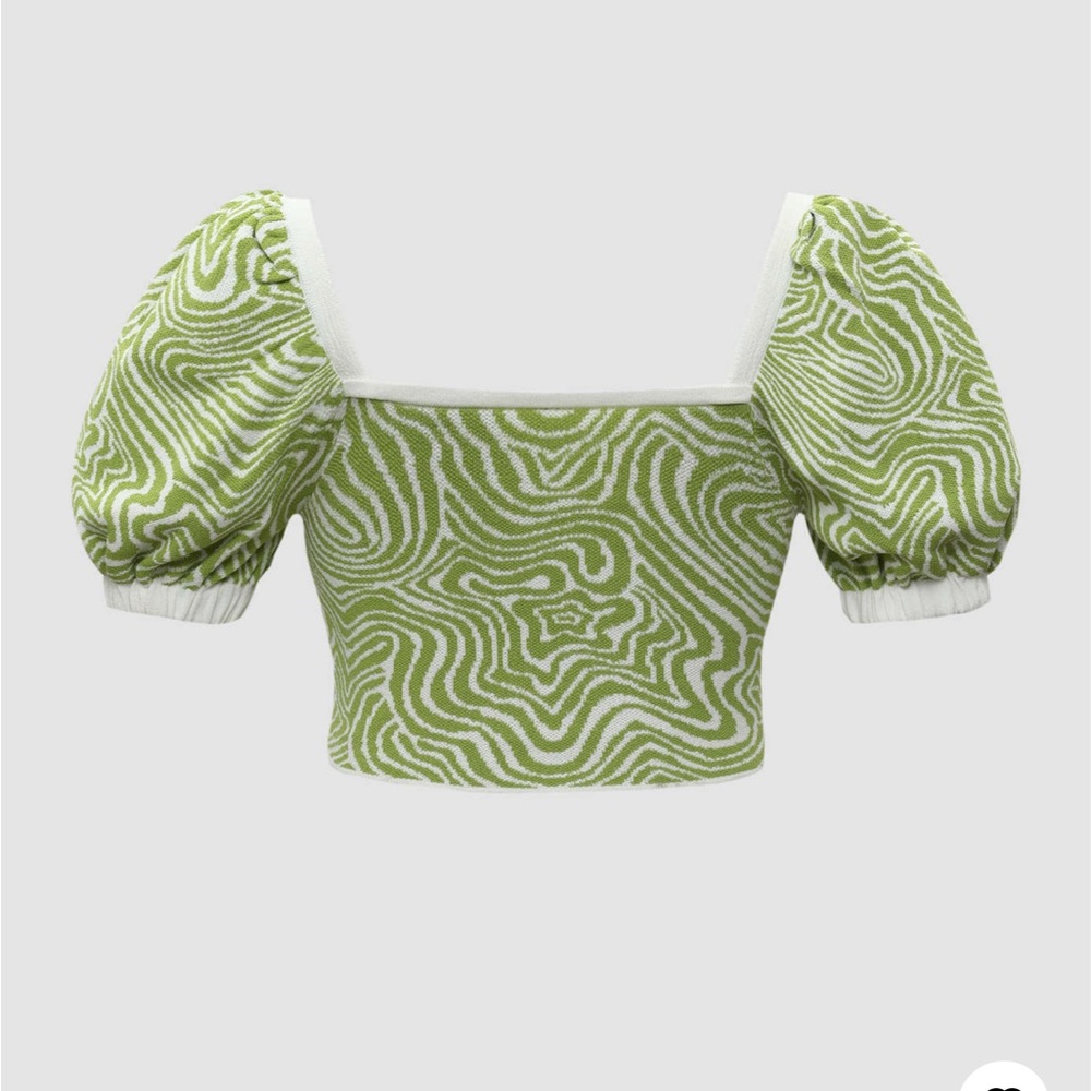 Cider SAGE SWIRL RUCHED CROP TOP
